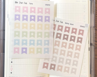 Transparent Mini Star Flag | Transparent Page Flag | 28 colors, Functional Planner Stickers | Minimal Planner | Bujo sticker | Neutral Color