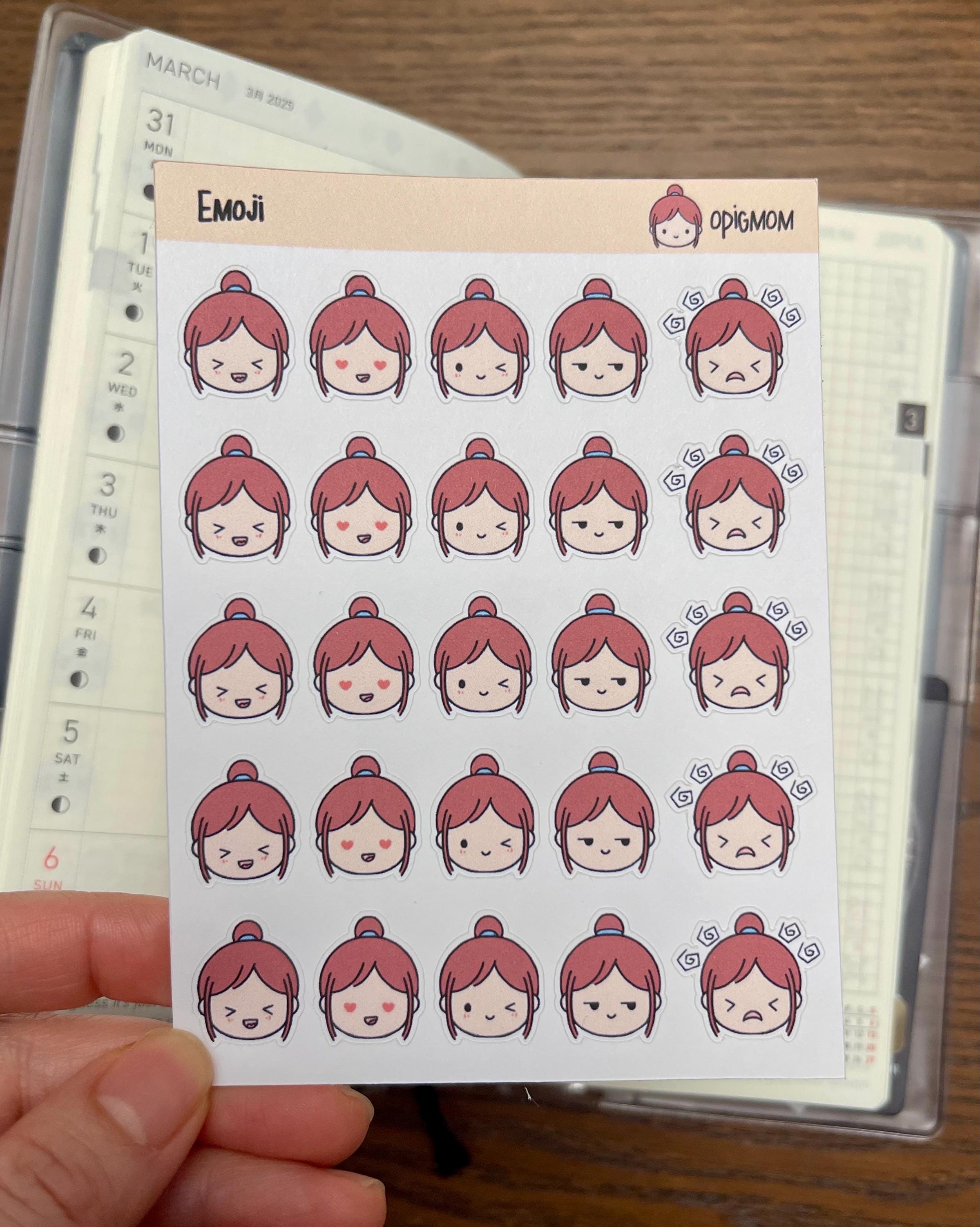 Emoji Planner Stickers | Cute Emoji | Hand-drawn Mood Stickers | Facial ...