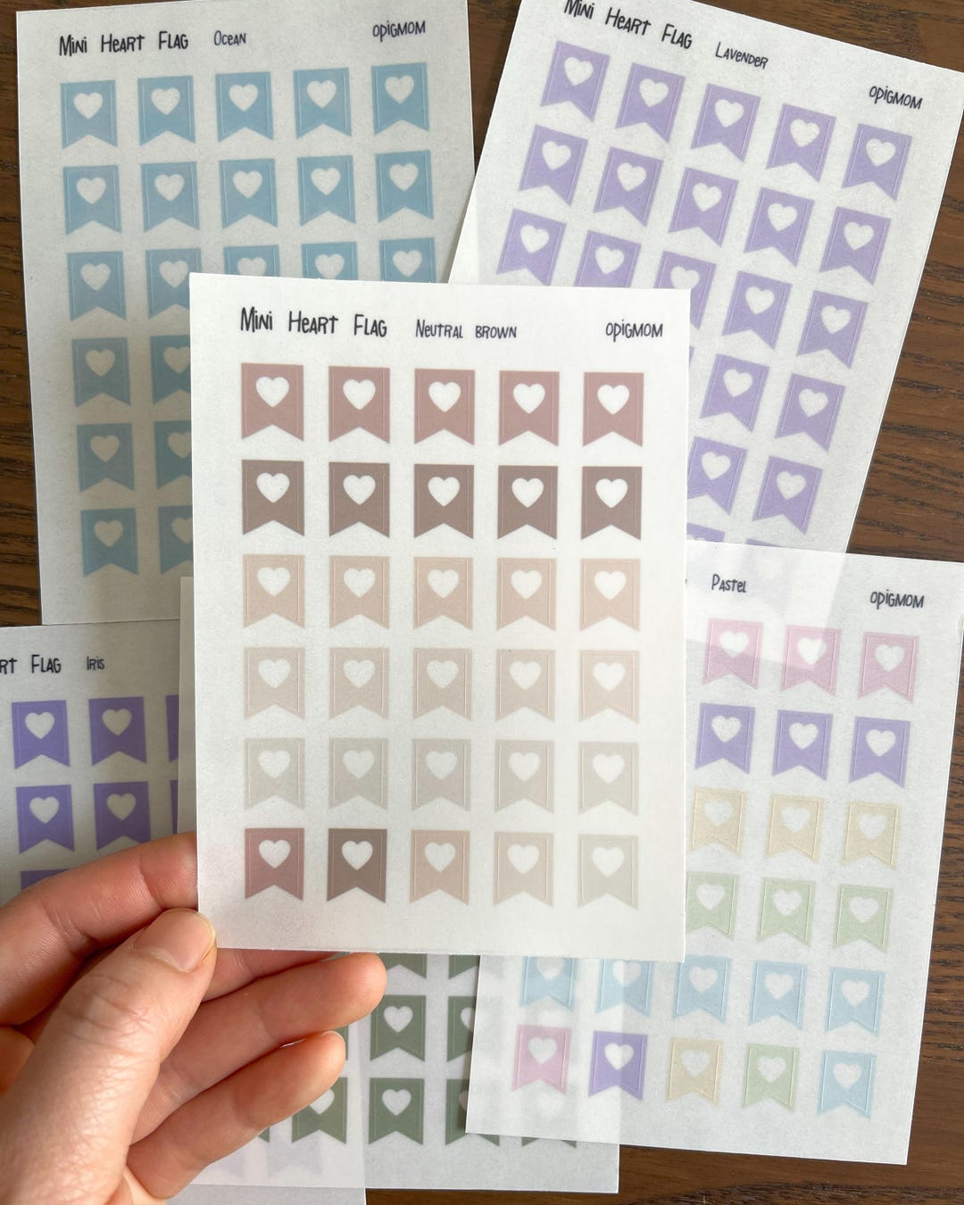 Mini Heart Flag | Transparent Page Flag | 28 Colors, Functional Planner ...