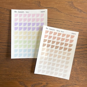 Mini Quadranten Aufkleber | Halbmond | Transparente Formaufkleber |  28 Farben, Funktionale Planer Aufkleber | Minimale Planer Aufkleber