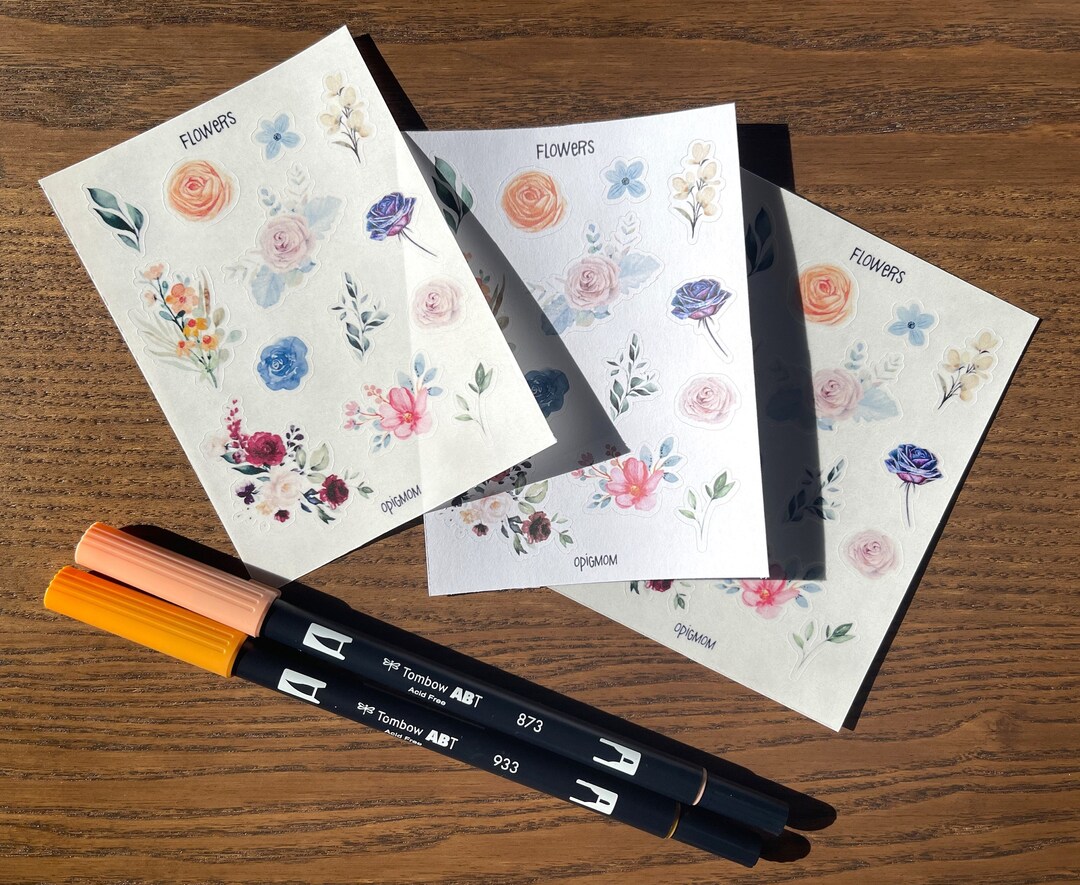 Watercolor Floral Stickers | Planner, Bullet Journal (13 Stickers) - Etsy