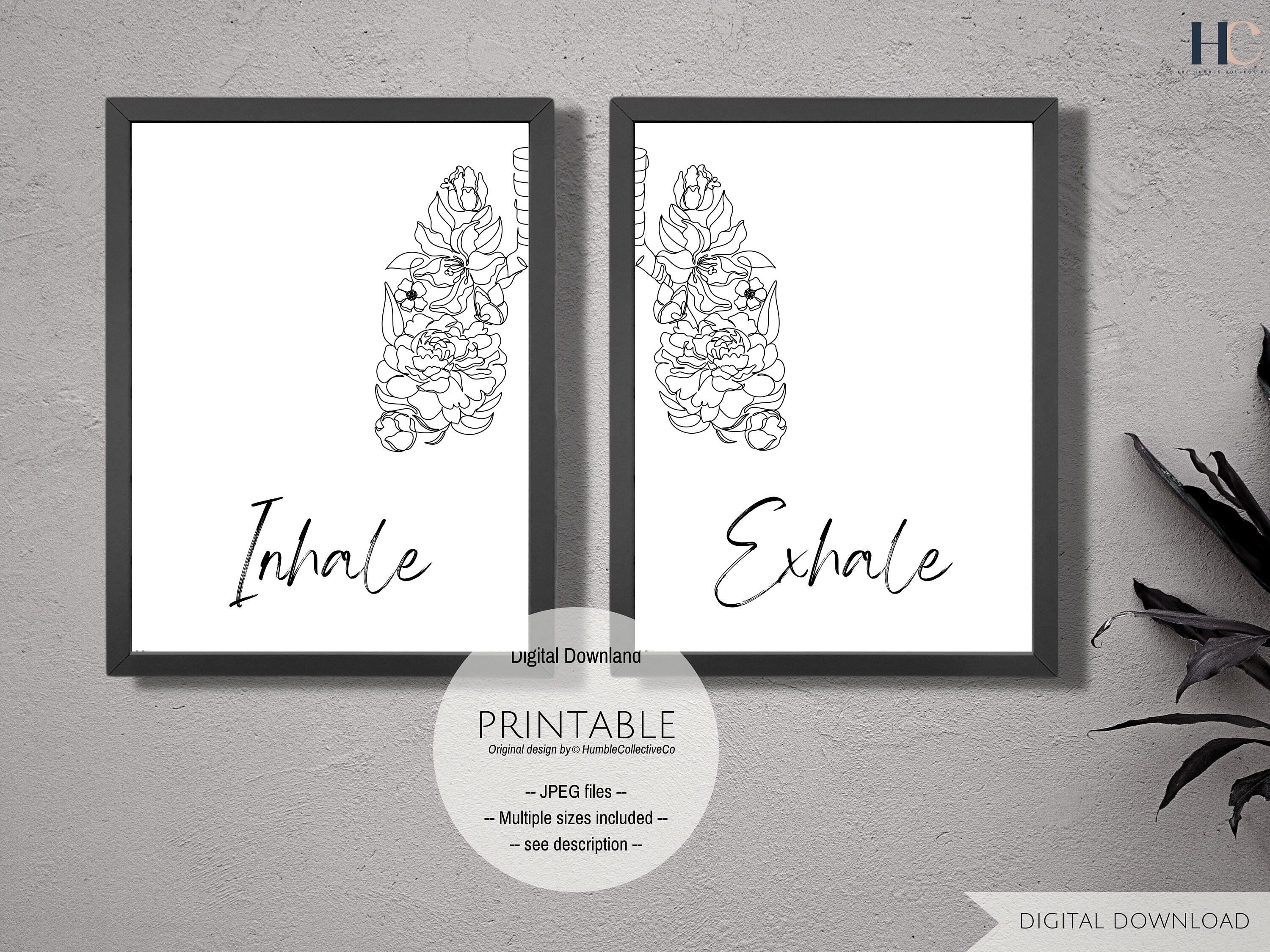 Inhale Exhale Printable Wall Art Set Minimalist Quote Wall Art Yoga ...