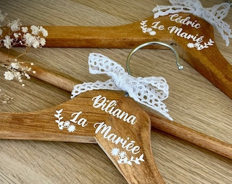 Set of 2 personalized wedding hangers