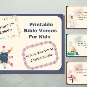 Printable Bible Verse Cards For Kids Bible Scriptures For Kids Printable Easter Gift For Kids Christian Easter Basket Gift For Kids image 1