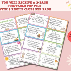 Outdoor Easter Scavenger Hunt, Easter Treasure Hunt For Kids, Easter Game For Kids, Printable Easter Scavenger Hunt Riddle Clue Cards image 2