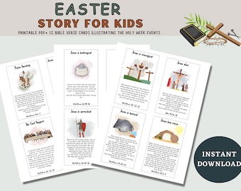 Printable Easter Story Cards For Kids | Holy Week For Kids | Resurrection Sunday School Activity | Easter Bible Story | Kids Bible Study