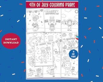 4th of July Coloring Pages for Kids, Independence Day PDF, Patriotic Activities for Kids, 4th of July Printables, July 4th Coloring