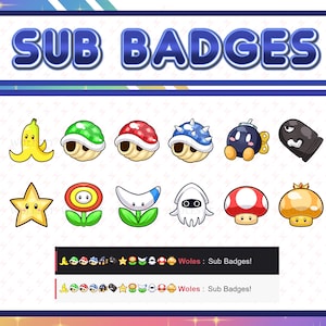 Distintivi secondari a tema Mario/Distintivi di Twitch/Distintivi di bit/Risorse streamer