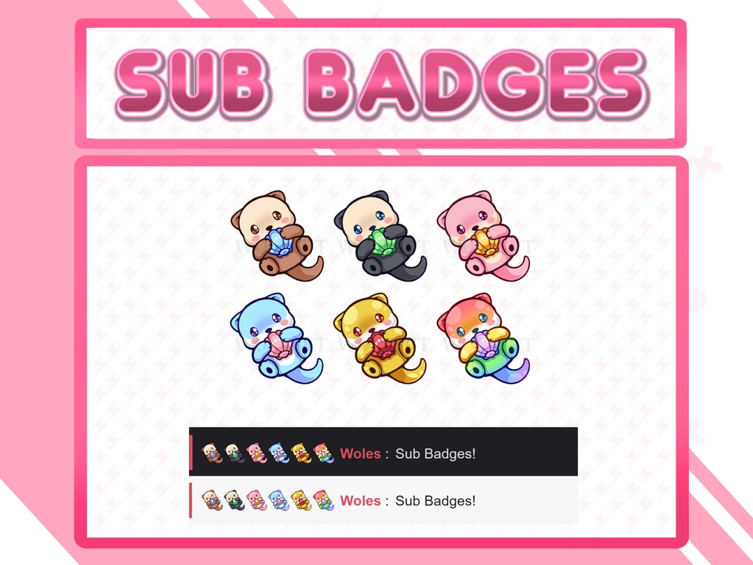 Otter Sub Badges | Twitch Badges | Streamer Assets | Colorful | Cute - Etsy