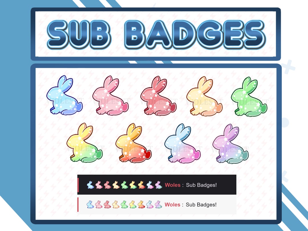 Bunny Sub Badges | Twitch Badges | Streamer Assets | Colorful | Cute - Etsy