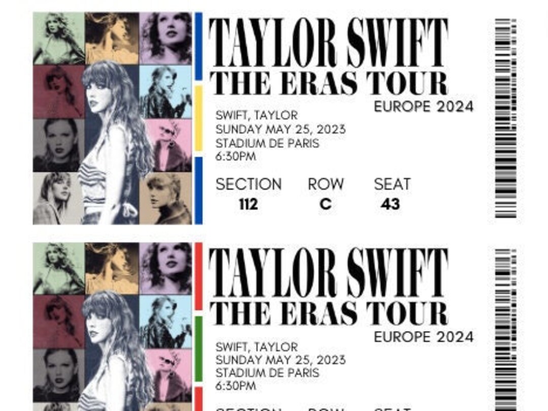 Taylor Swift EUROPE 2024 Eras Tour Tickets. Custom Tickets. Etsy Canada