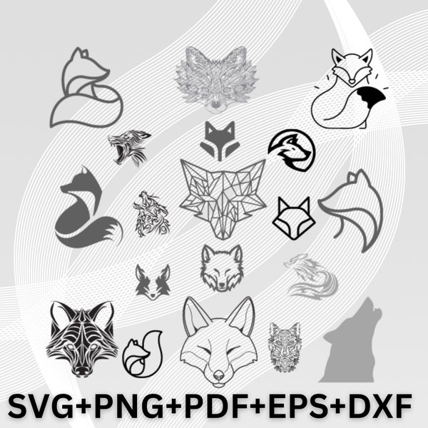 Fox Svg, Wild Fox Illustration, Forest Animal Svg, Fox Svg Bundle, Fox Cricut, Clipart, Fox Set, Botanicals Svg, Fox Cut File, Butterfly Svg