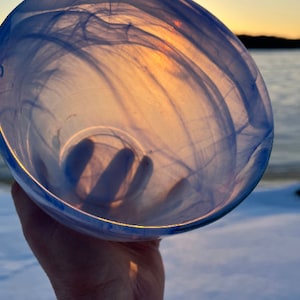 Vintage Swedish Blue Milky Transparent Glass Bowl Kosta Boda Sweden 1990s Scandinavian Design Art Glass Swedish アートガラス예술 유리