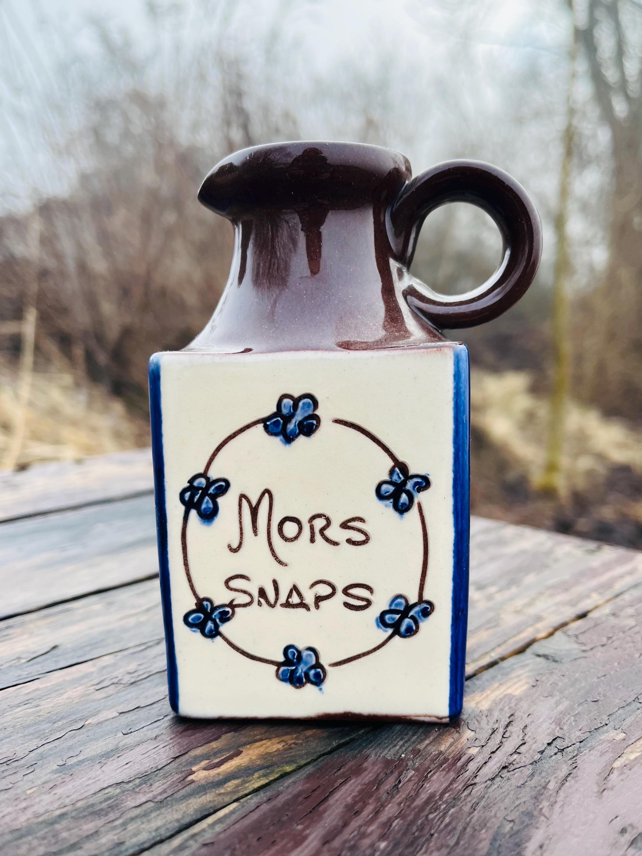 Mors Snaps Swedish Ceramic Jar Art Pottery Vintage Sweden Brown