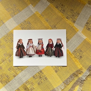 Set di 6 tovaglioli in lino vintage, arte popolare lettone tradizionale, tessuti artigianali, lino retrò, Lettonia