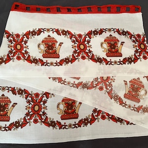 Window Valence Vintage : 1970s Retro Funky Textile Swedish  Kitchen Cool Romantic  Window Treatment Nordic Scandinavian