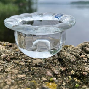 Finn Crystal  Arabia Finland Nuutajärvi Glass Candle Holder Votive clear Vintage Romantic home Decor Gift Glass