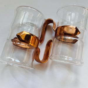 1970s A Pair of Nilsjohan Copper and Glass Tea Coffee Cup Mid Century Modern  Swedish Scandinavian Design Retro Cool Gift Barware