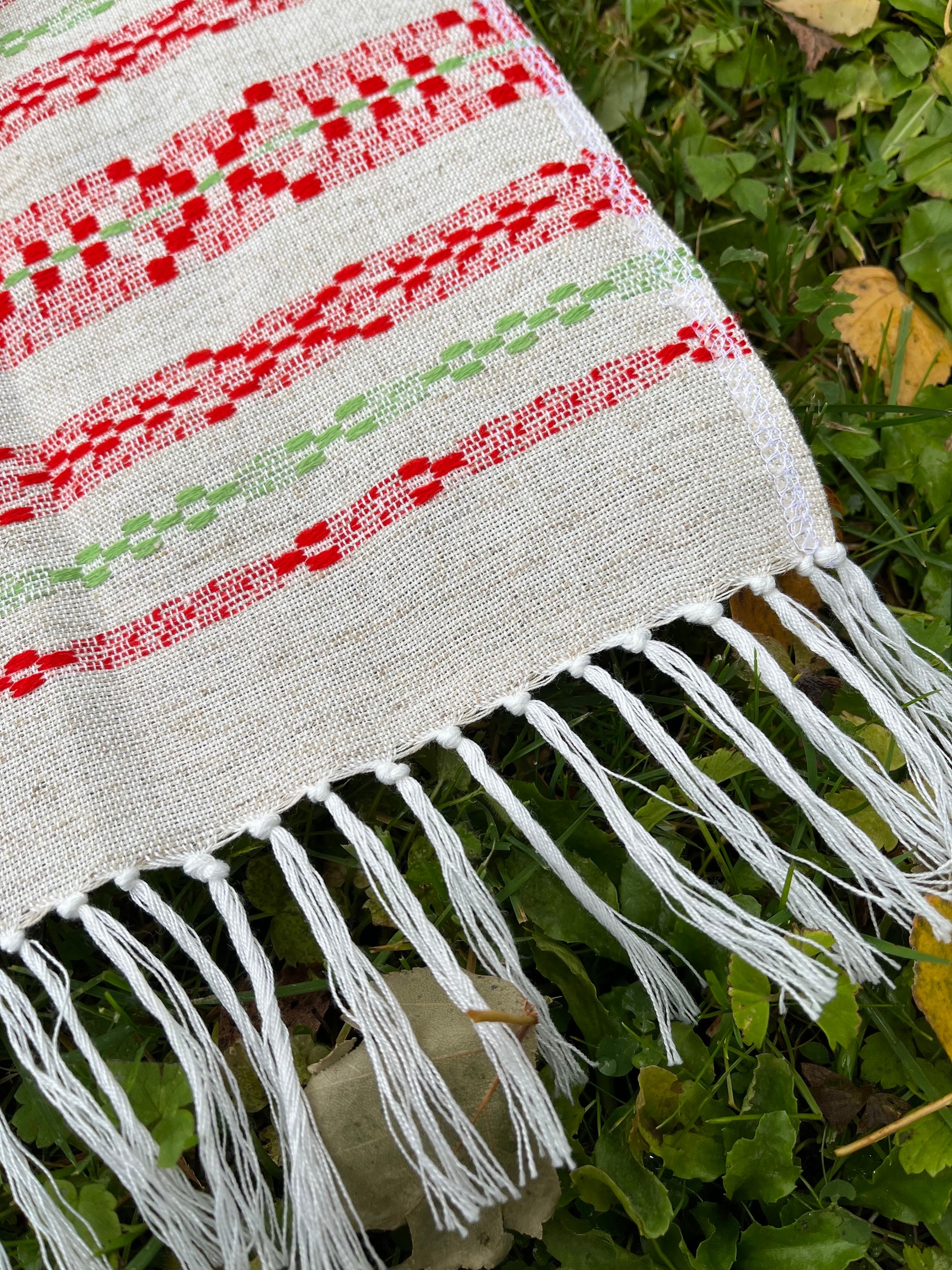 Swedish Vintage Linen Towel White Red Christmas Season Decor Swedish Vintage Linen Towel White Red Christmas Season Decor