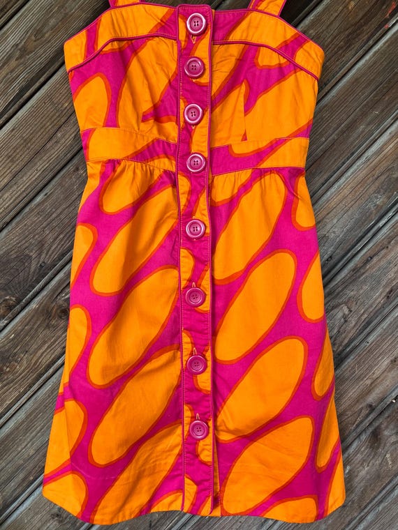 h&m pink and orange dress H&M Divided Pink and Orange Plaid Puff Sleeve Dress Size Small NWT