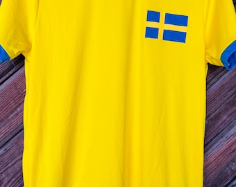 XS Vintage Swedish National Symbol Football T shirt number 10 Sweden Sportswear Fans Souvenir