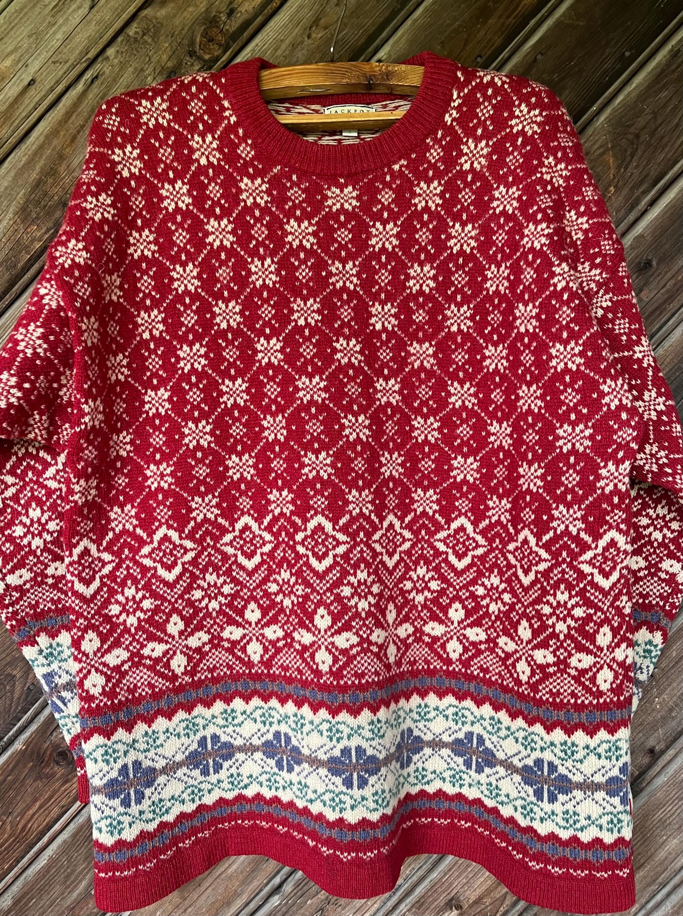 Pure Wool L Size Vintage Jackpot by Carli Gry Knitted Ornamented