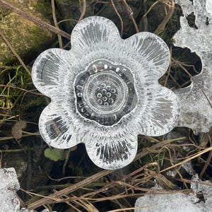 Hadeland taper Candle Holder Flower Shape Crystal Norwegian Vintage Glass Art Romantic Design Glass Norway アートガラス