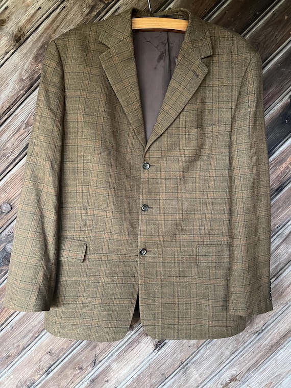 Blazer Homme En Laine à Carreaux Marron Corneliani Vogue - Taille 54R, Un Bouton, Coupe Regular