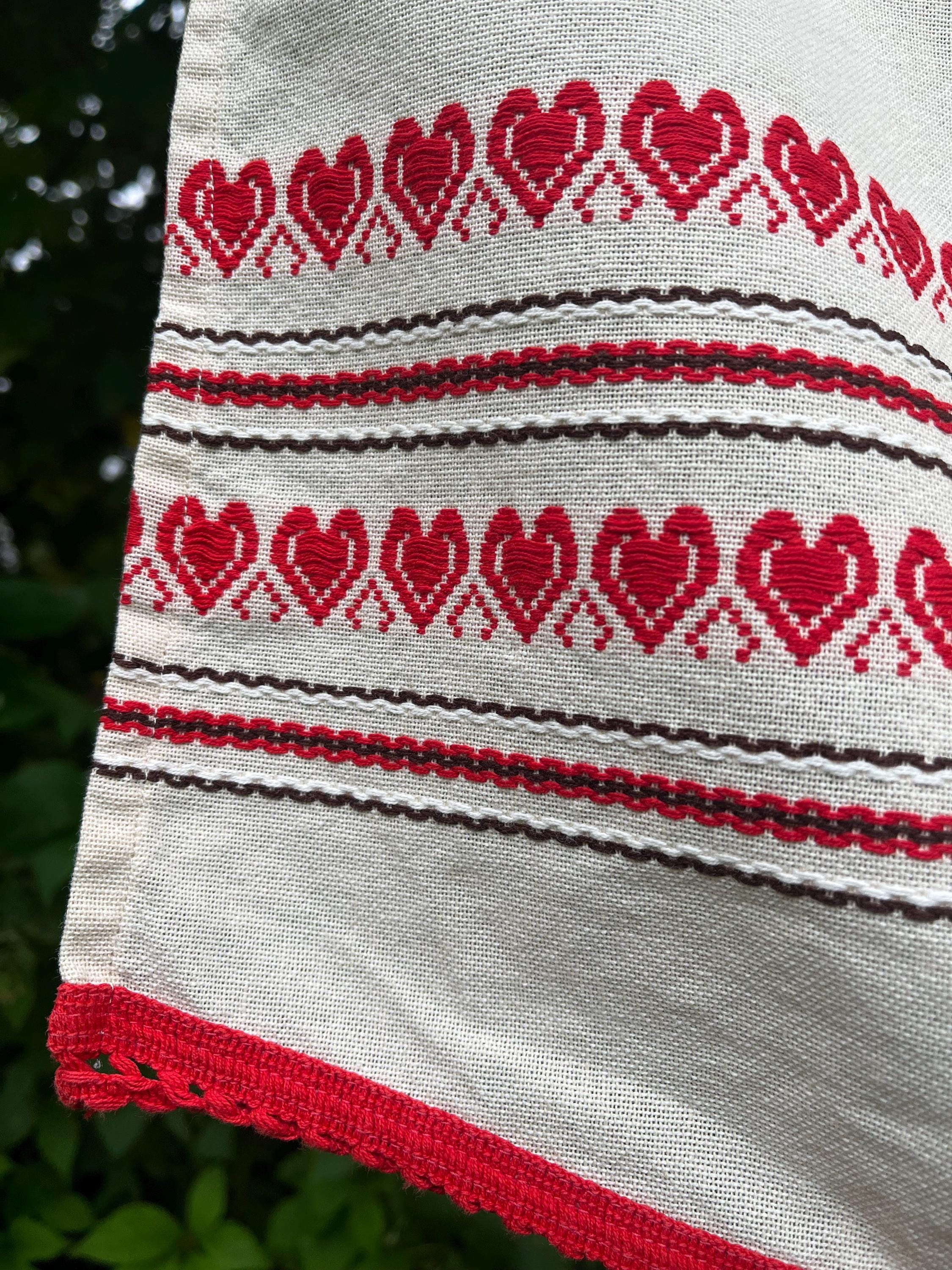 Woven Swedish Vintage Hearts Christmas Motif Short Valence Kitchen…