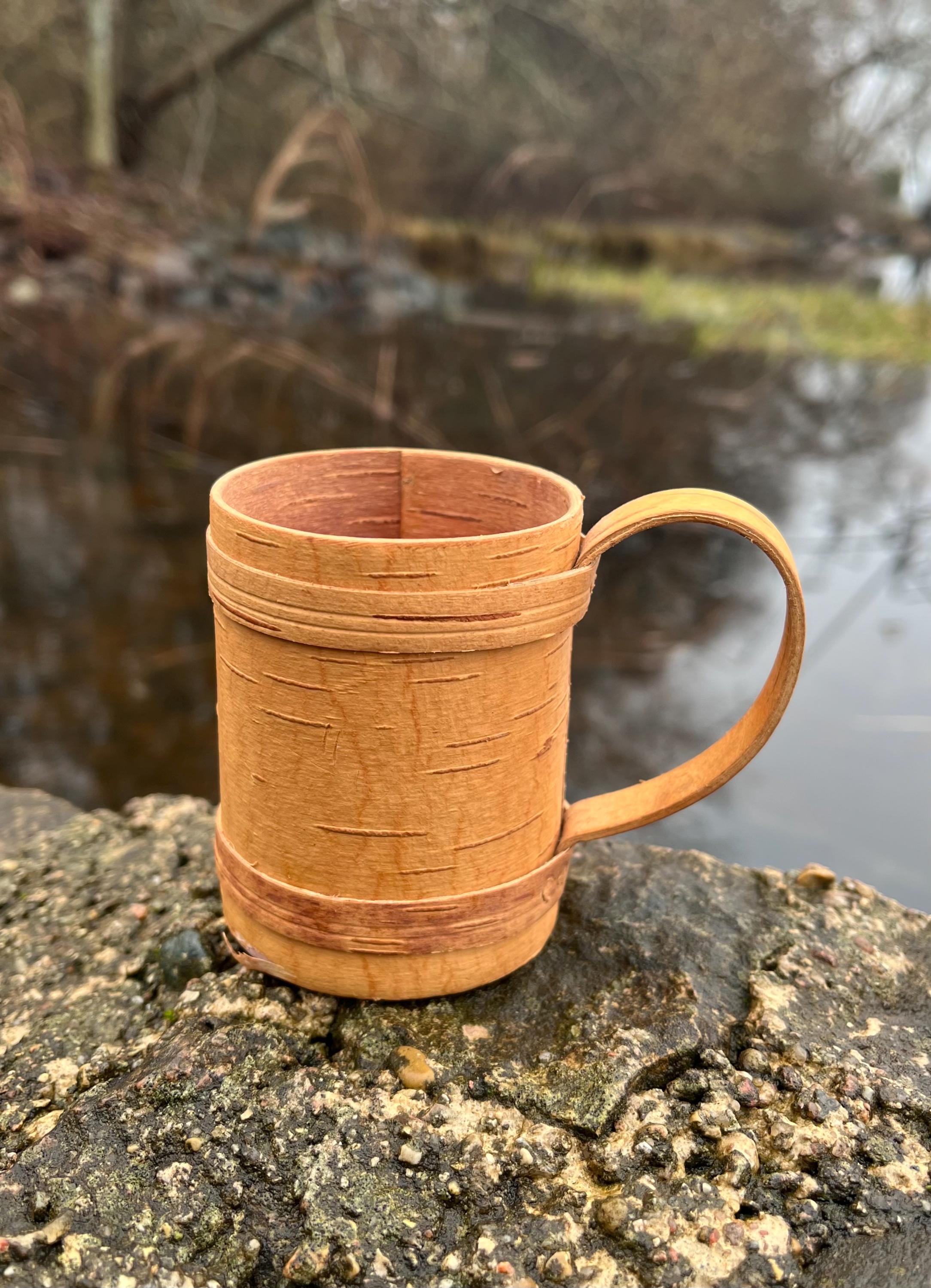 Swedish Traditional Birch Bark Mug Vintage Folk Crafts Authentical