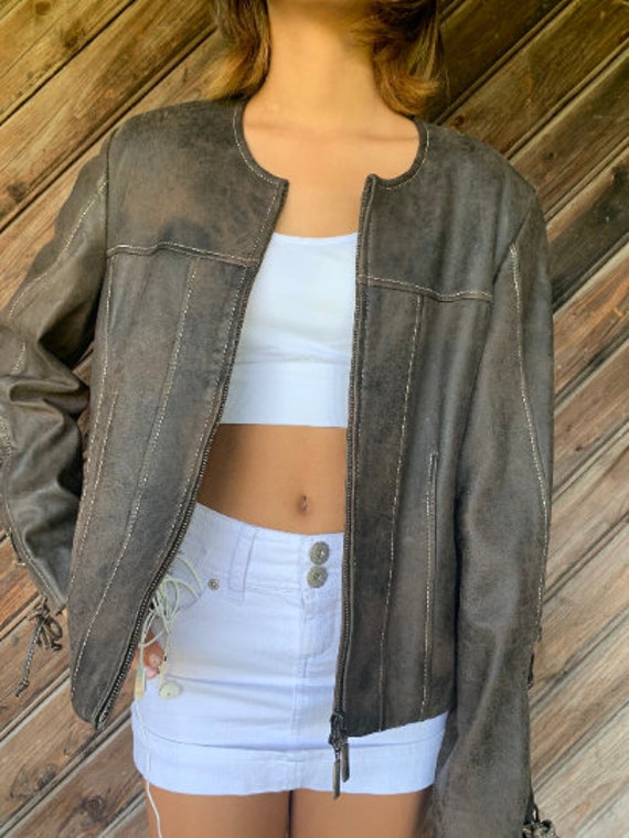 VP Vintage Vera Pelle Italian Brown Tanned Real Leather Bikers  Rocky Style Jacket S size Women Cool Fashion Retro
