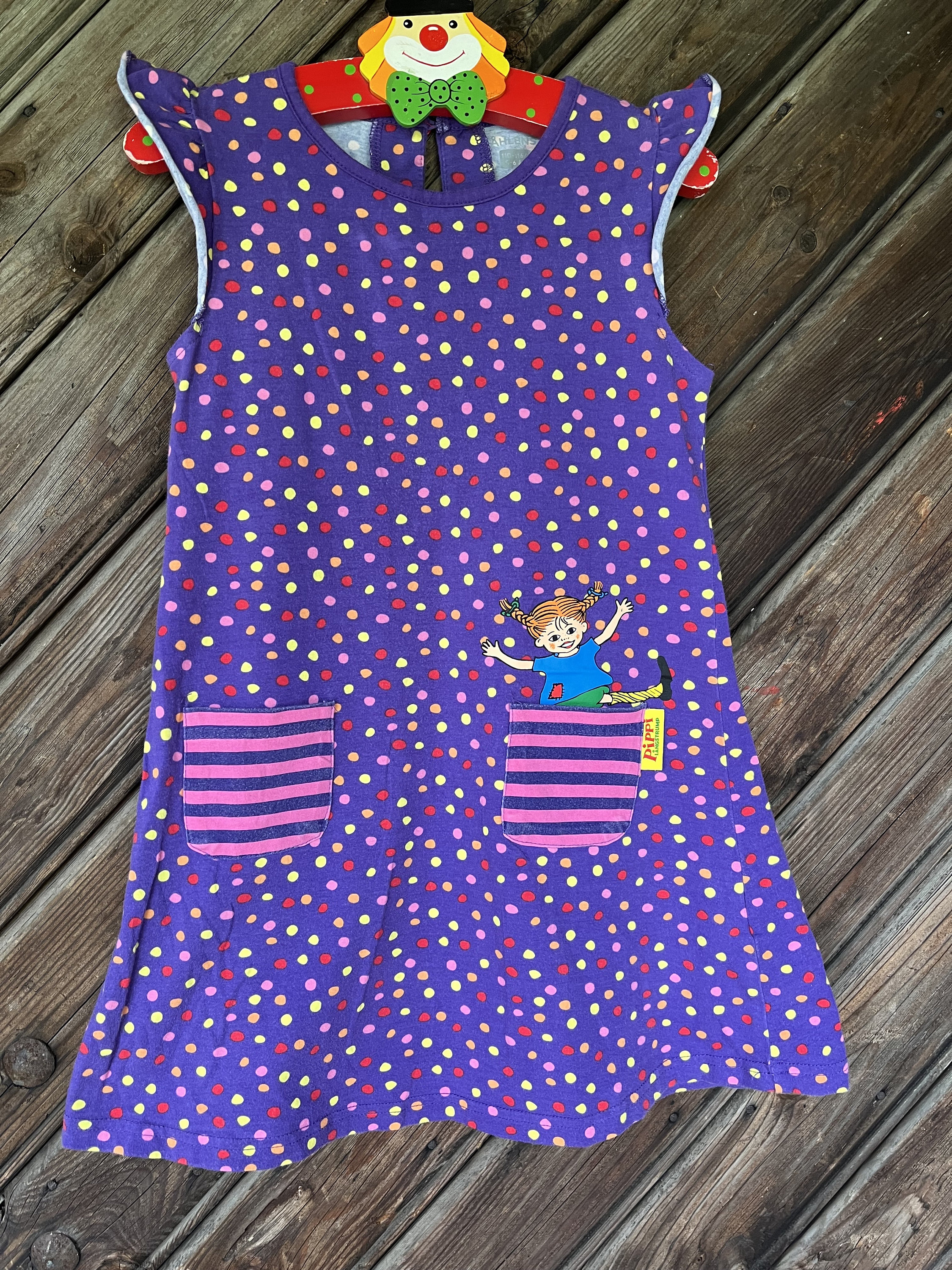 Vintage 5-6 Years Pippi Longstocking Summer Dress 110 - 116