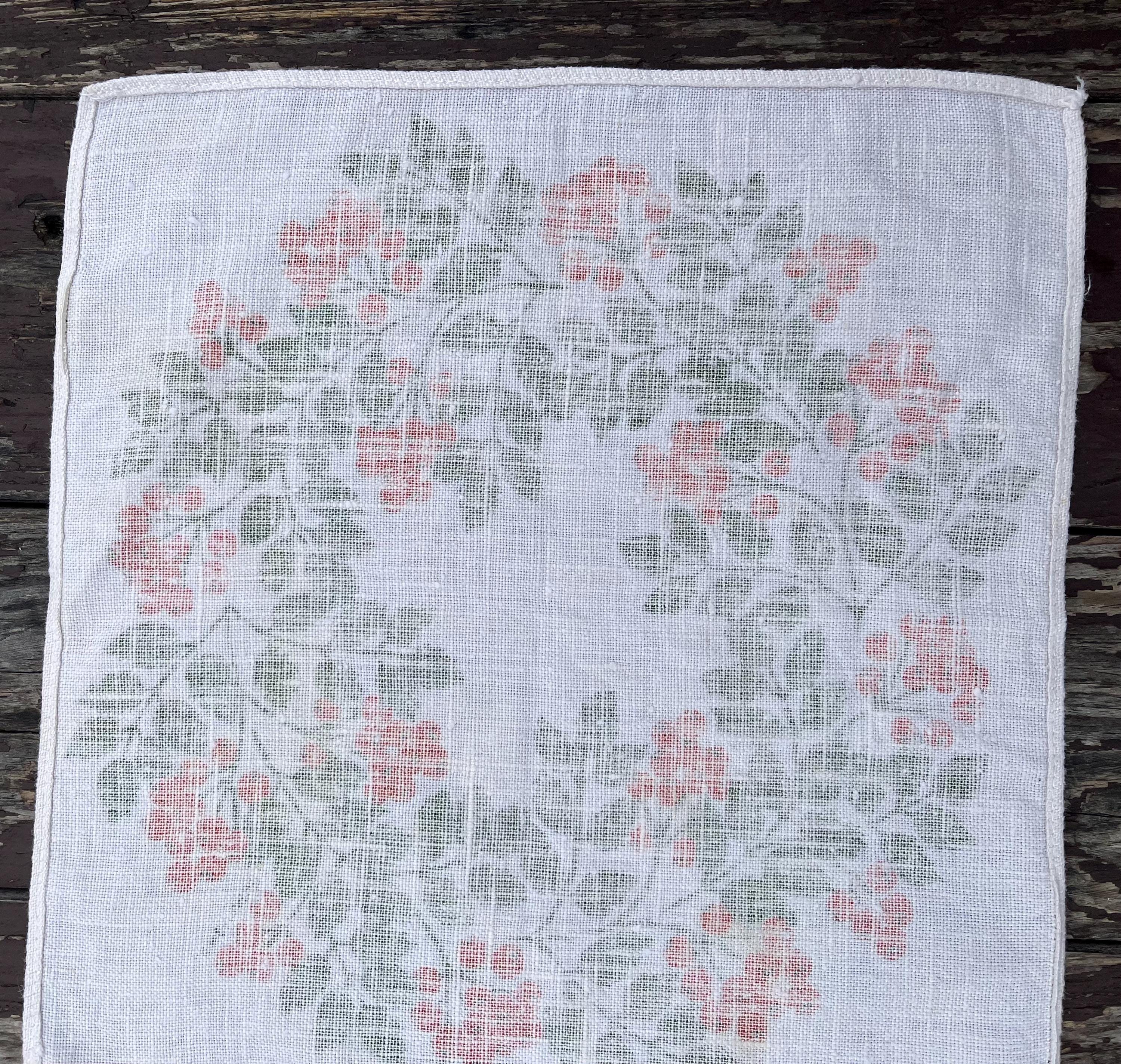From Sweden＊Vintage 100% linen Cloth・* Vintage Swedish Linen Cotton Textiles, Set of 3, Folk Art Prints