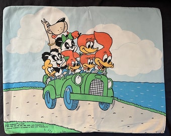 Woody Woodpecker Characters Kids Pillow Case Funny Drawings Design 1980s Vintage Retro Bedroom Cotton