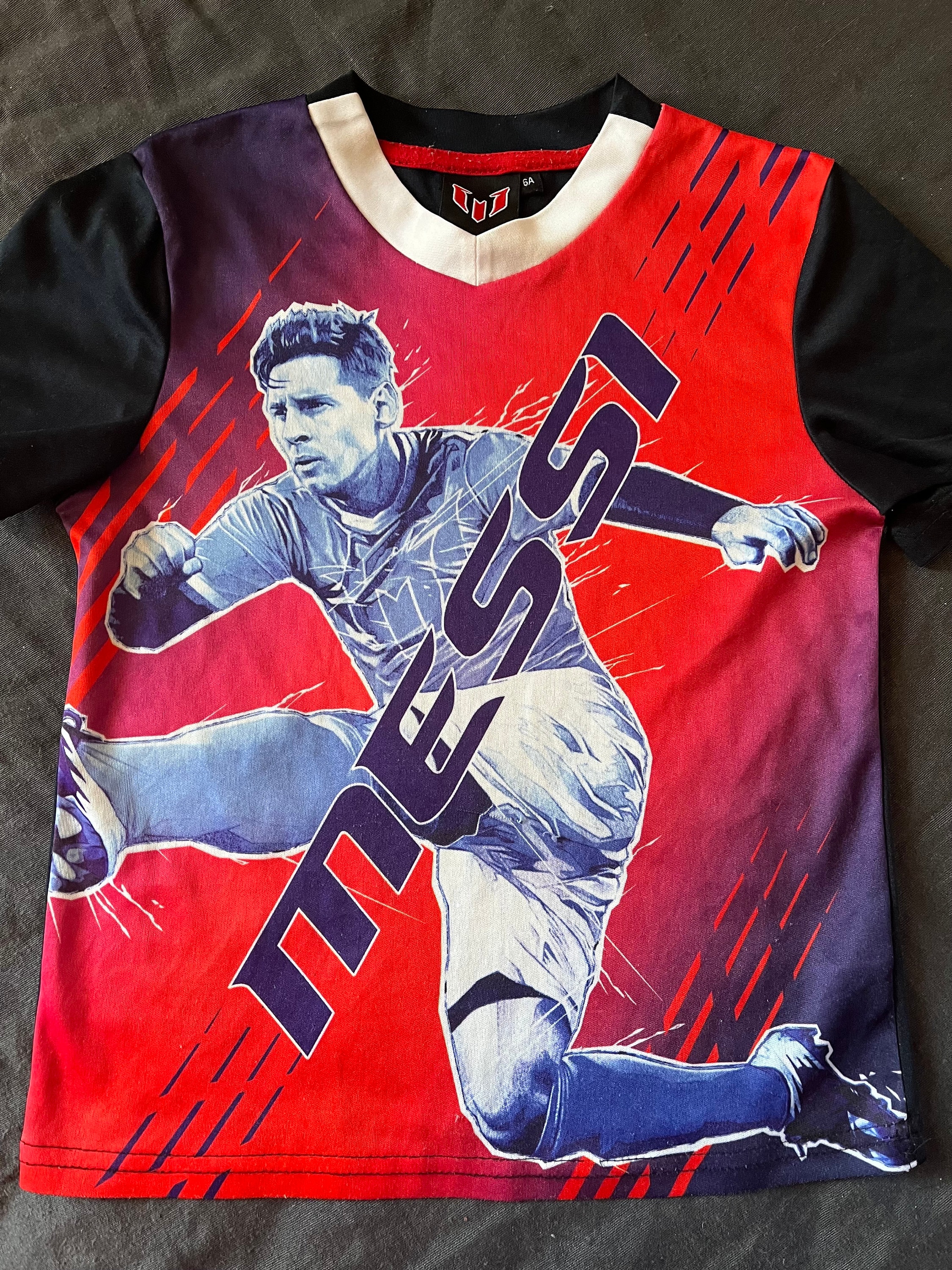 Pyjama Garçon Lionel Messi N°10 - T-shirt Et Short Rouge/noir - Taille 5 Ans (110) - Coton - Neuf Avec étiquettes