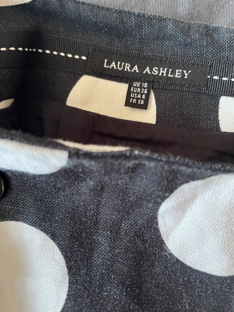 Laura Ashley Vintage Polka Dot Linen Midi Skirt With Pockets (size 6 ...