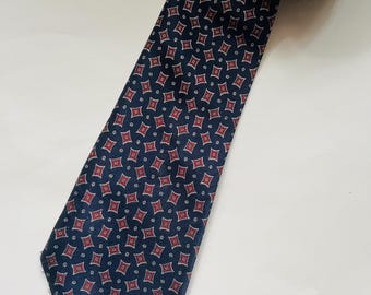 Italian Silk Necktie, SETE BELLO Vintage Blue Burgundy Retro Tie