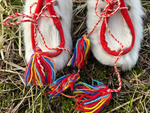 Vintage Sami baby shoes reindeer skin moccasins S… - image 5