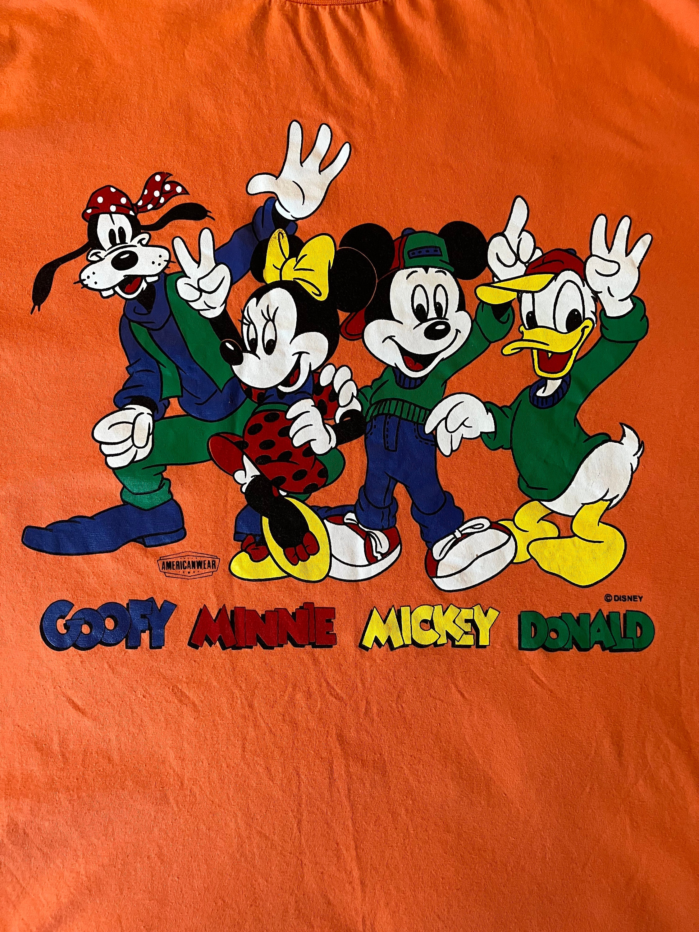Mickey Mouse American Wear Vintage Orange T Shirt L Size