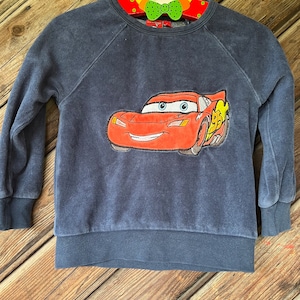 86 - 92 cm Vintage Pixar Disney Cars Suede Tricot Seatshirt Top Long Arms Lightning McQueen Toddler Baby cotton blend jersey