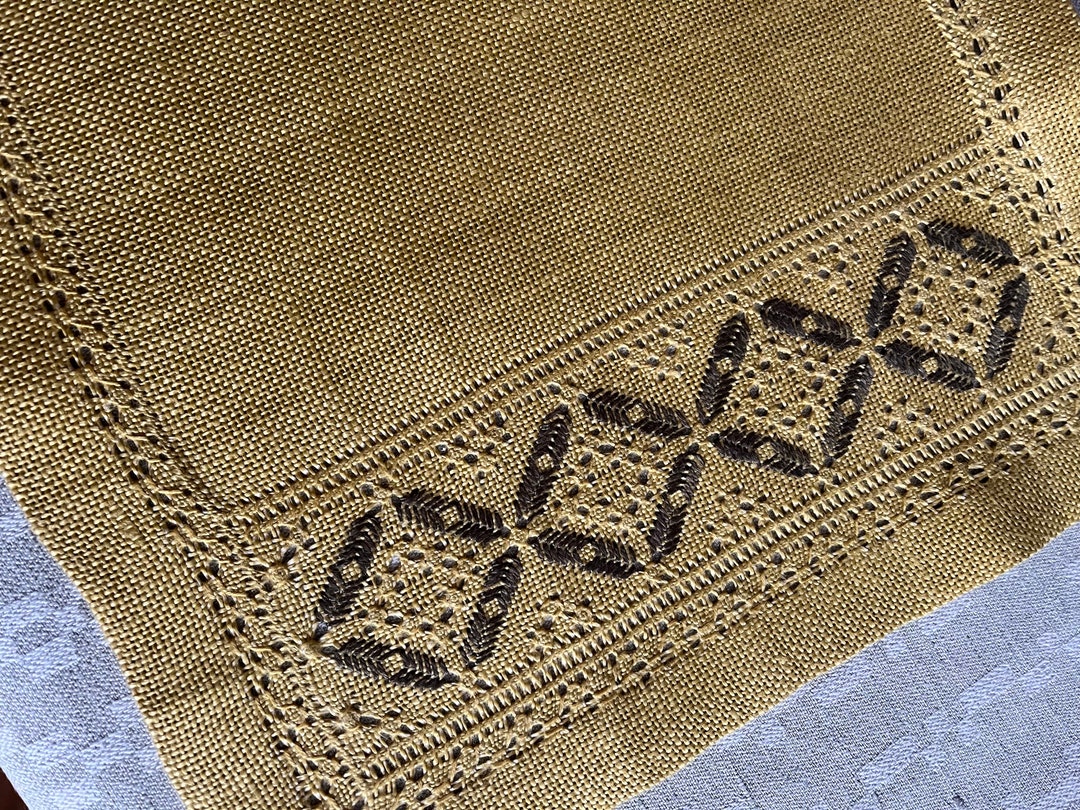 Vintage Swedish Natural Linen Embroidery Ornaments Decor Nordic Folk