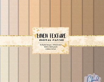 Neutral Linen Texture Digital Paper, Beige Canvas Backgrounds (Digital Download)