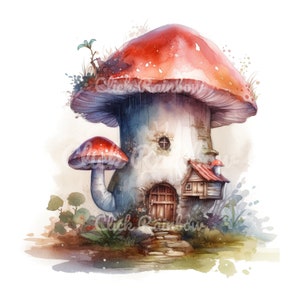 Mushroom Fairy House Clipart, 12 Mushroom Fairy House PNG, Mushroom Fairy House Art Print, Mushroom Fairy House Digital, Instant Download