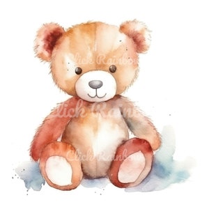 Teddy Bear Clipart, 12 Teddy Bear PNG, Watercolor Teddy Bear, Teddy Bear Art Print, Teddy Bear Illustration, Digital Download