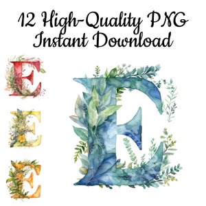 Letter E Clipart, 12 Letter E PNG, Letter E Art Print, Letter E Illustration, Letter E Wall Art, Digital Art Letter E, Instant Download