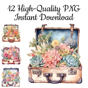 Suitcase With Flowers Clipart, 12 Suitcase PNG, Suitcase Illustration, Suitcase Painting, Suitcase Drawing, Suitcase Art, Suitcase Download