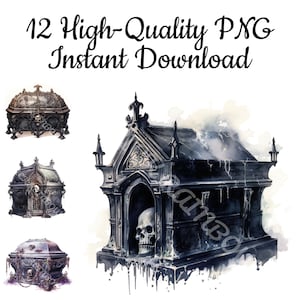 Halloween Casket Clipart, 12 Casket PNG, Casket Painting, Casket Illustration, Casket Design, Casket Graphics, Instant Download