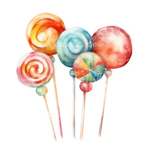 Lollipops Clipart, 12 Lollipops PNG, Lollipops Illustration, Lollipops Art Print, Lollipops Digital, Birthday Invitation, Digital Download