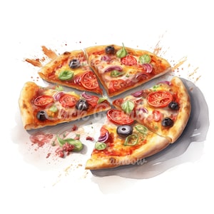 Pizza Clipart, 12 Pizza PNG, Pizza Digital Art, Pizza Illustration, Pizza Watercolor, Pizza Art Print, Pizza Sublimation, Digital Download