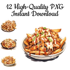 Poutine Clipart, 12 Poutine PNG, Quebec Food Illustration, Poutine Graphic, Poutine Design, Poutine Poster, Poutine Art, Instant Download
